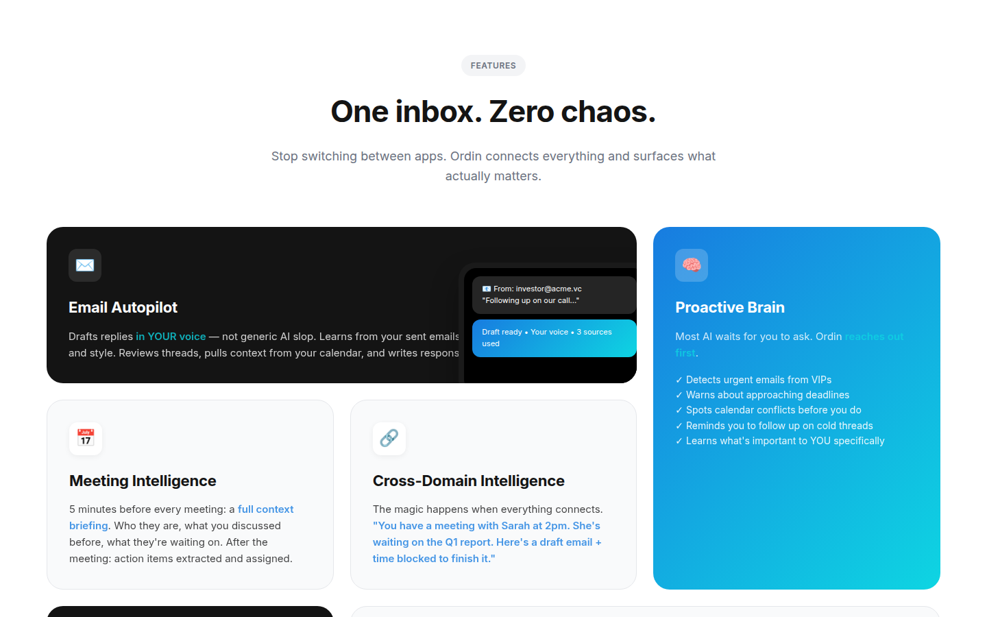 Ordin Dashboard - Your intelligent email, calendar, and task assistant
